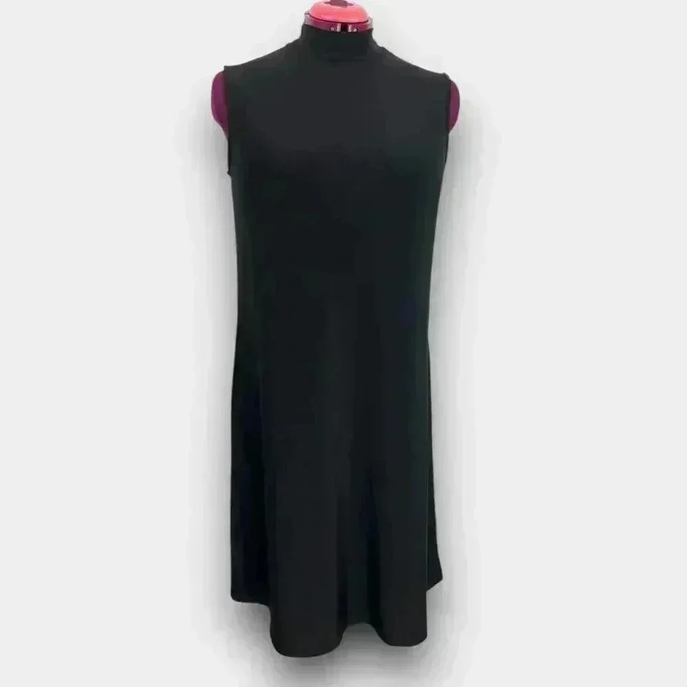 Laura Plus Women’s Sleeveless Mock Neck Maxi Dress X Black Stretch Knit Pullover